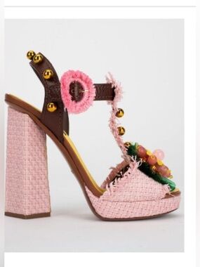 Dolce & Gabbana Raffia Floral Embellished Platform Sandals 37 Sicily Style